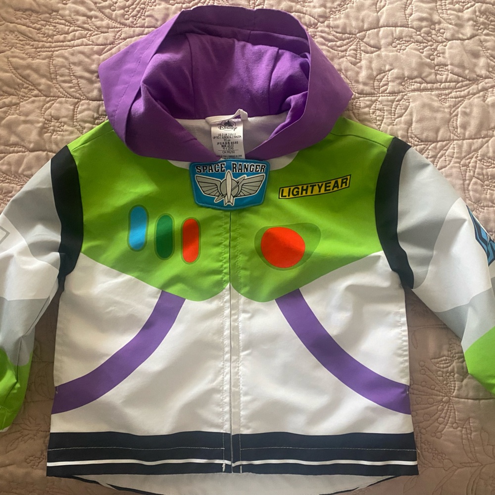DISNEY Parks Pixar Toy Story Buzz Lightyear Rain Coat Jacket Size 2 Unisex